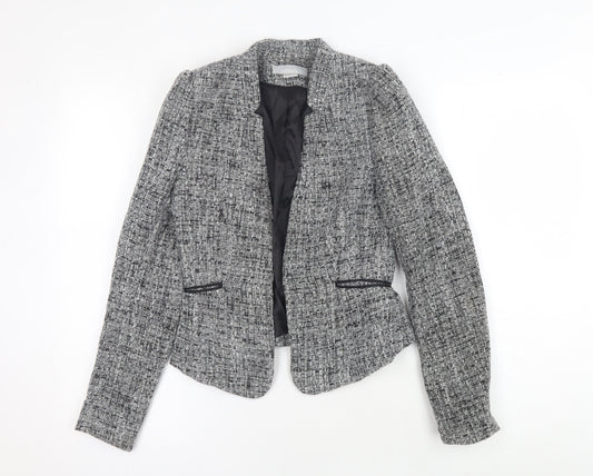 H&M Women's Grey Bouclé Blazer, Size 8, Lined, Excellent