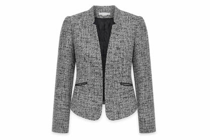 H&M Women's Grey Bouclé Blazer, Size 8, Lined, Excellent