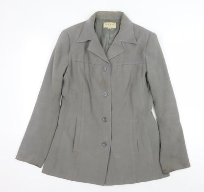 Hennes Women's Grey Long Blazer, Size 12, Button Closure