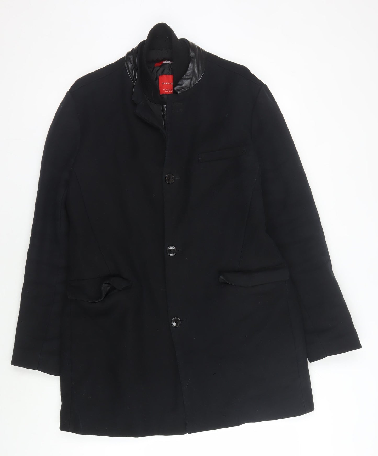 Zara Men's Black Coat XL Button Closure