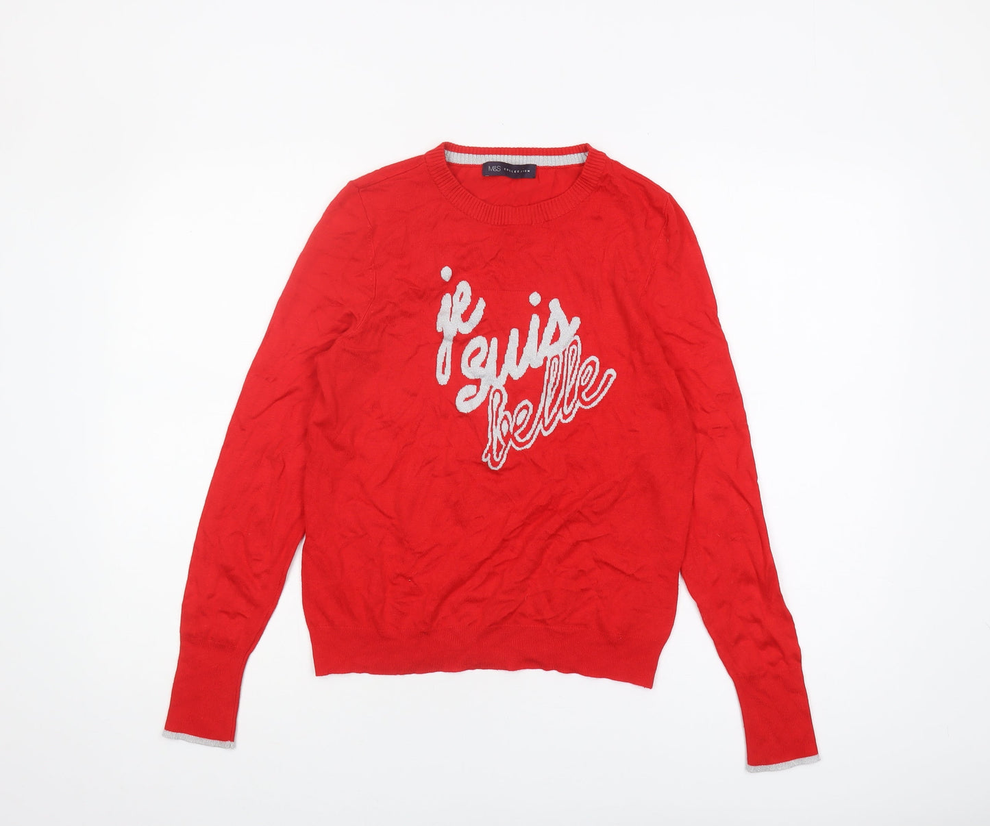 Womens UK Size 10 Marks and Spencer Red Pullover Jumper