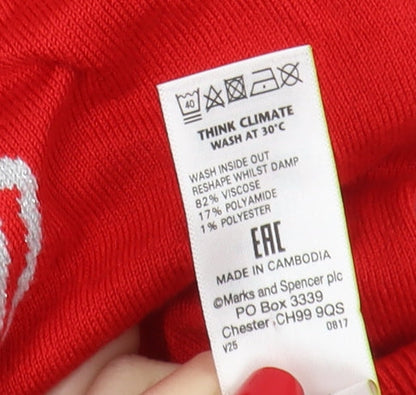 Womens UK Size 10 Marks and Spencer Red Pullover Jumper