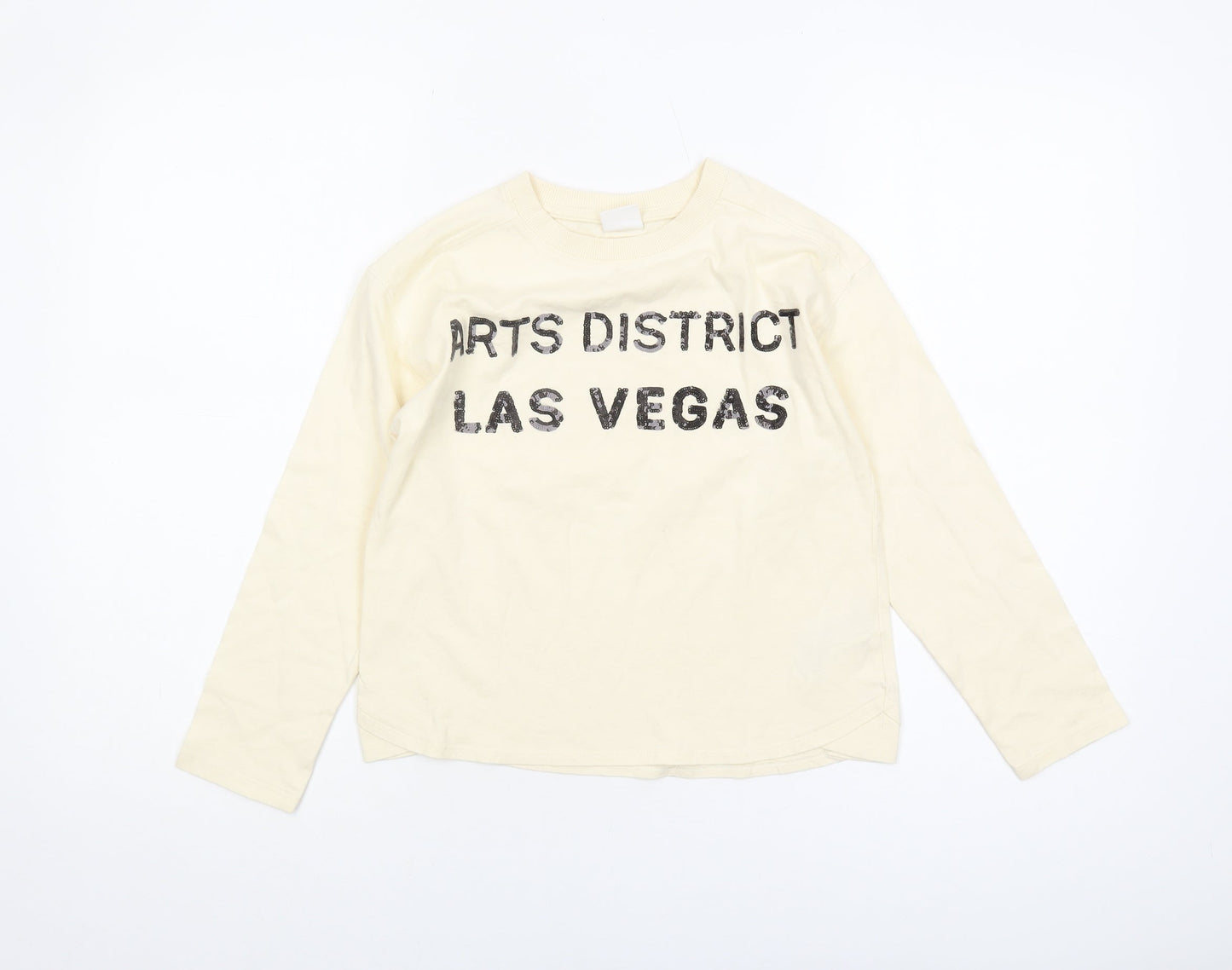 Zara Girls Ivory Long Sleeve T-Shirt 9 Years Graphic Print