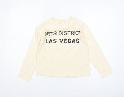 Zara Girls Ivory Long Sleeve T-Shirt 9 Years Graphic Print