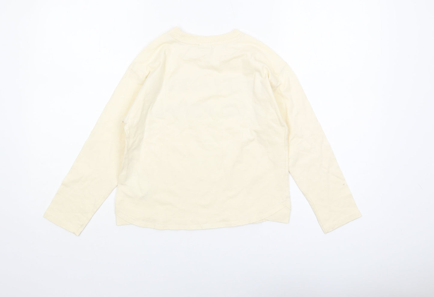 Zara Girls Ivory Long Sleeve T-Shirt 9 Years Graphic Print