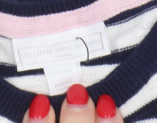 The Little White Company Girls Striped Pullover Jumper 4-5Y Multicoloured