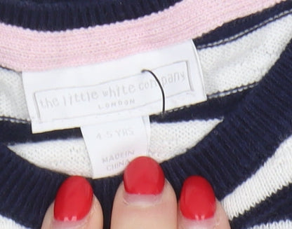 The Little White Company Girls Striped Pullover Jumper 4-5Y Multicoloured