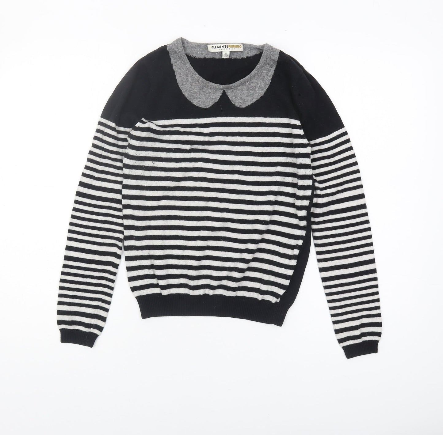 Clements Ribeiro Women's Black Striped Pullover Jumper Size M