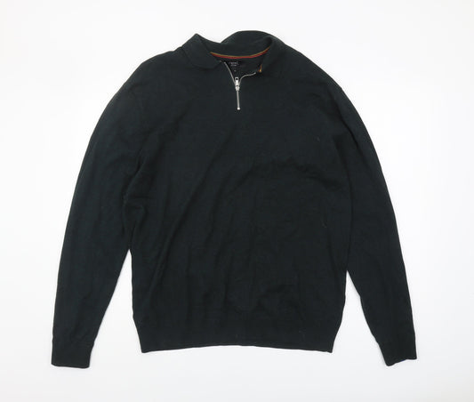 Next Men's Black XL Full Zip Jumper, Casual Style
