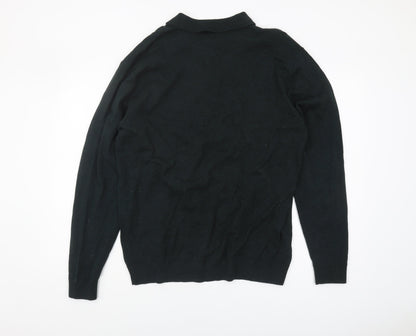 Next Men's Black XL Full Zip Jumper, Casual Style