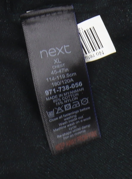 Next Men's Black XL Full Zip Jumper, Casual Style