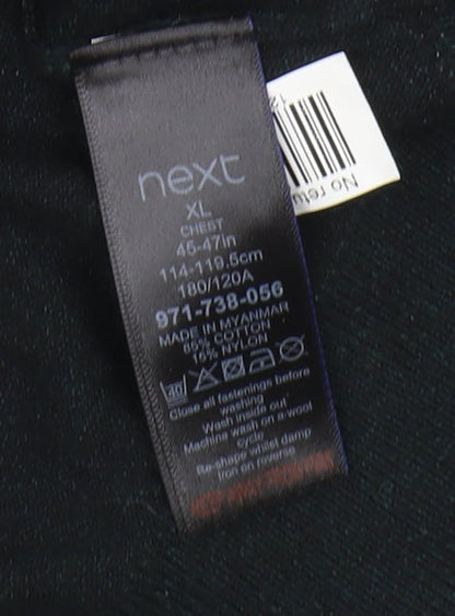 Next Men's Black XL Full Zip Jumper, Casual Style