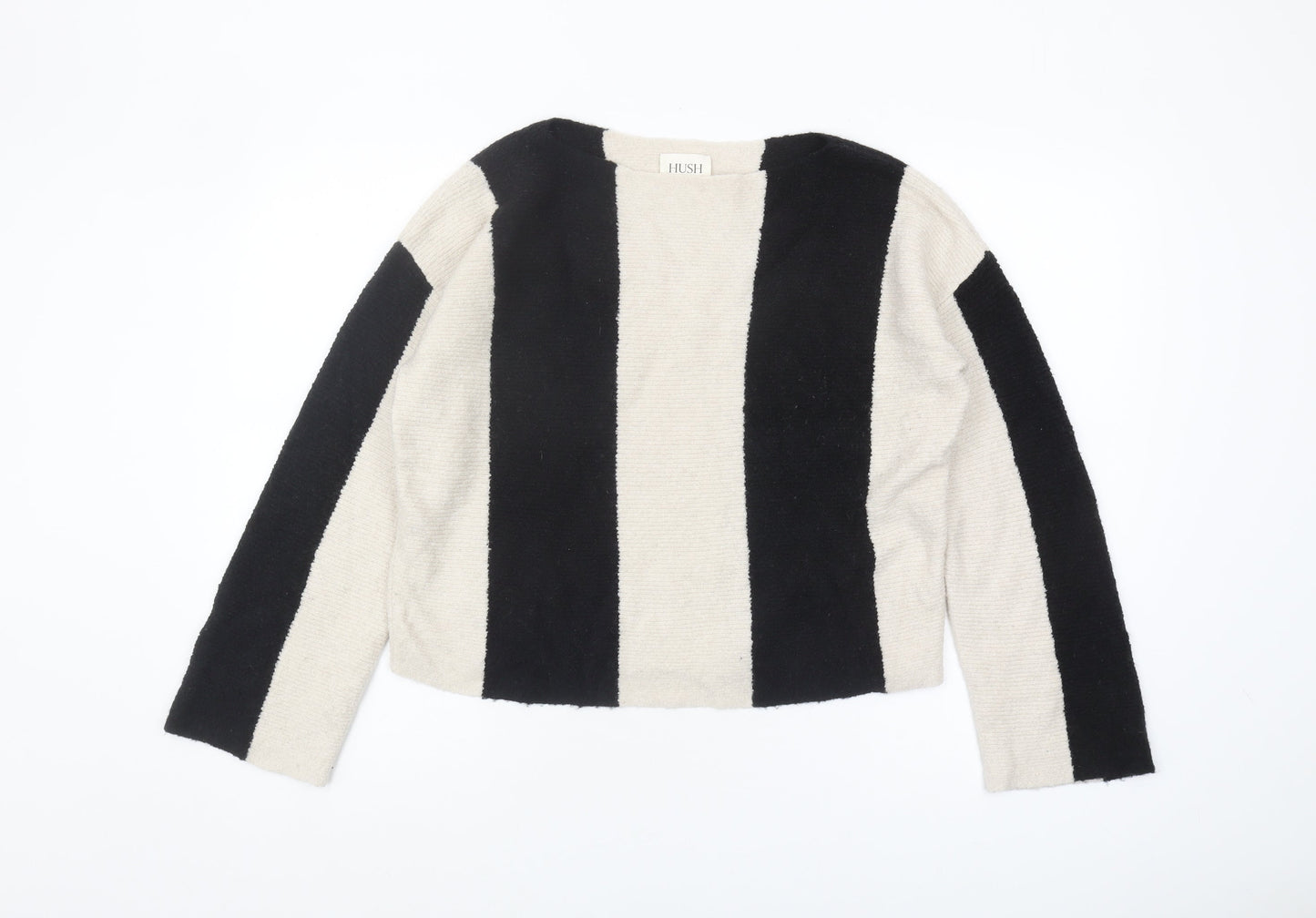 Hush Women's XS Black Beige Striped Pullover Jumper