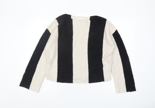 Hush Women's XS Black Beige Striped Pullover Jumper