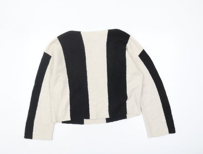 Hush Women's XS Black Beige Striped Pullover Jumper