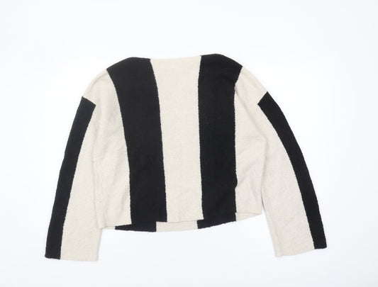 Hush Women's XS Black Beige Striped Pullover Jumper
