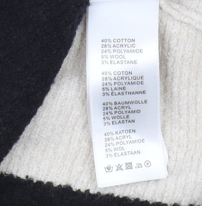 Hush Women's XS Black Beige Striped Pullover Jumper