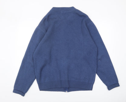Premier Man Blue Full Zip Geometric Knit Jumper L