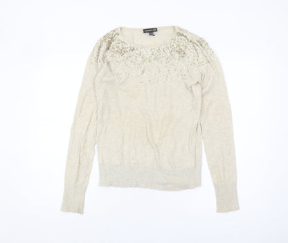 Womens UK Size 8 Warehouse Beige Pullover Jumper