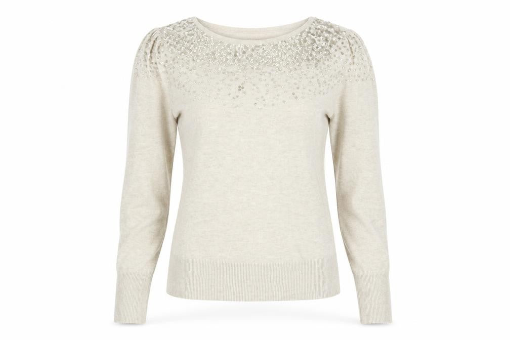 Womens UK Size 8 Warehouse Beige Pullover Jumper