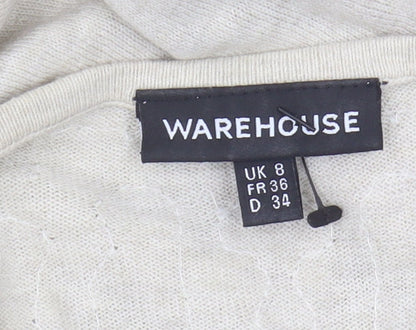 Womens UK Size 8 Warehouse Beige Pullover Jumper