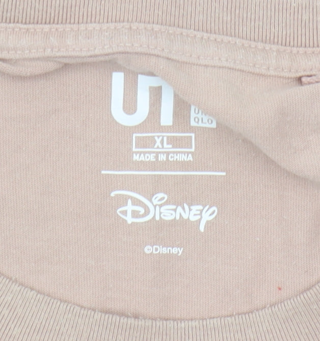 Uniqlo Disney Beige XL Men's T-Shirt - Mickey Mouse Crew Neck
