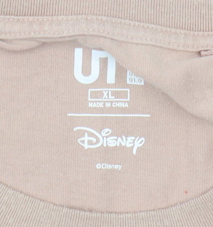 Uniqlo Disney Beige XL Men's T-Shirt - Mickey Mouse Crew Neck