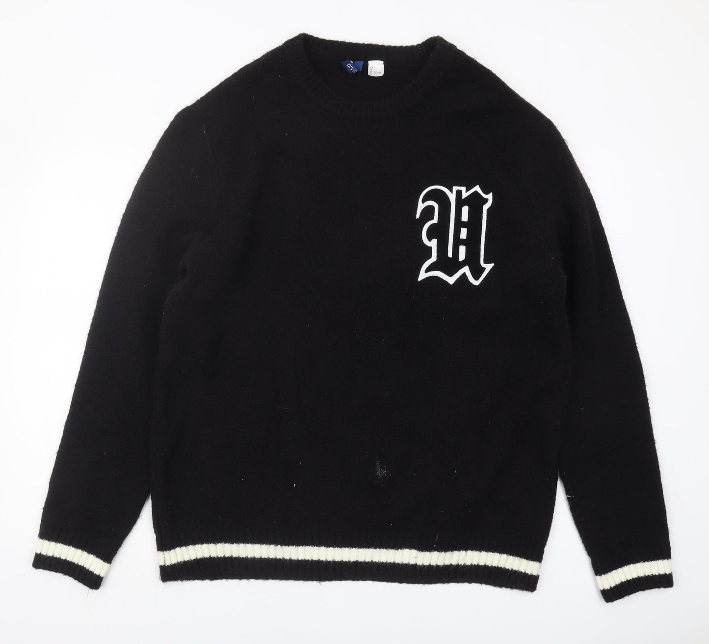 H&M Men's Black Logo Sweater, L, Casual Knitwear
