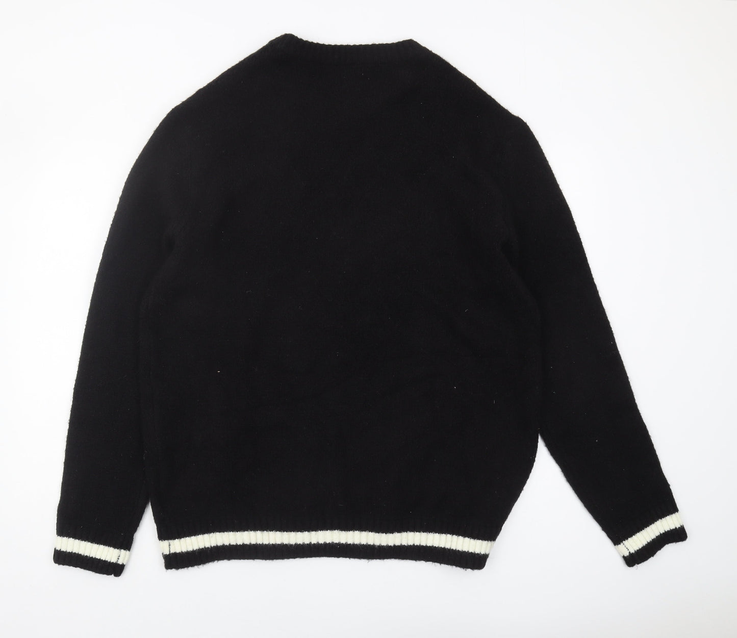 H&M Men's Black Logo Sweater, L, Casual Knitwear