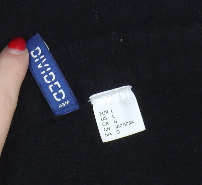 H&M Men's Black Logo Sweater, L, Casual Knitwear