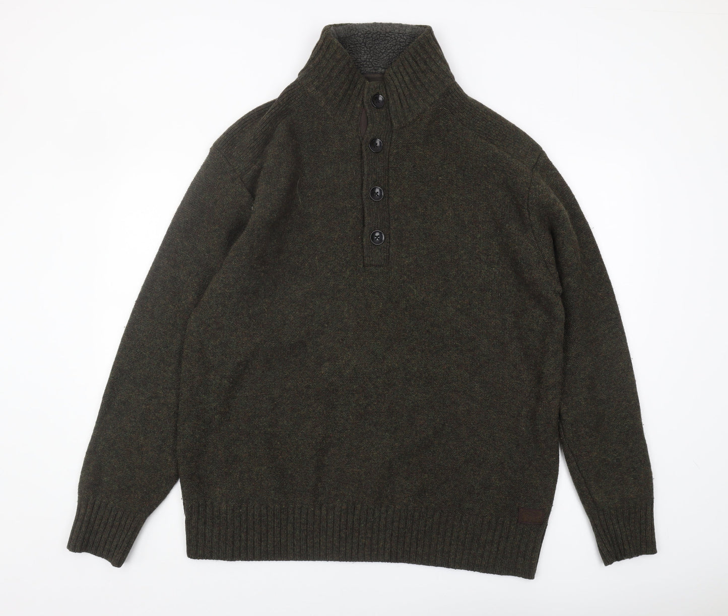 Next Men’s Green Wool Blend Henley Jumper 2XL