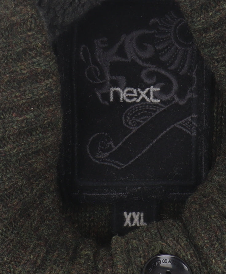 Next Men’s Green Wool Blend Henley Jumper 2XL