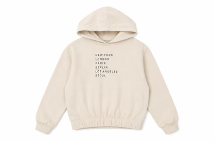 H&M Girls Beige Pullover Hoodie, Size 8-9, Urban Style