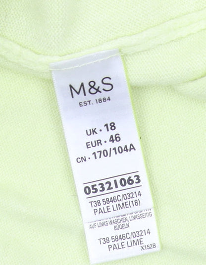 Womens UK Size 18 Marks and Spencer Green Pullover Jumper