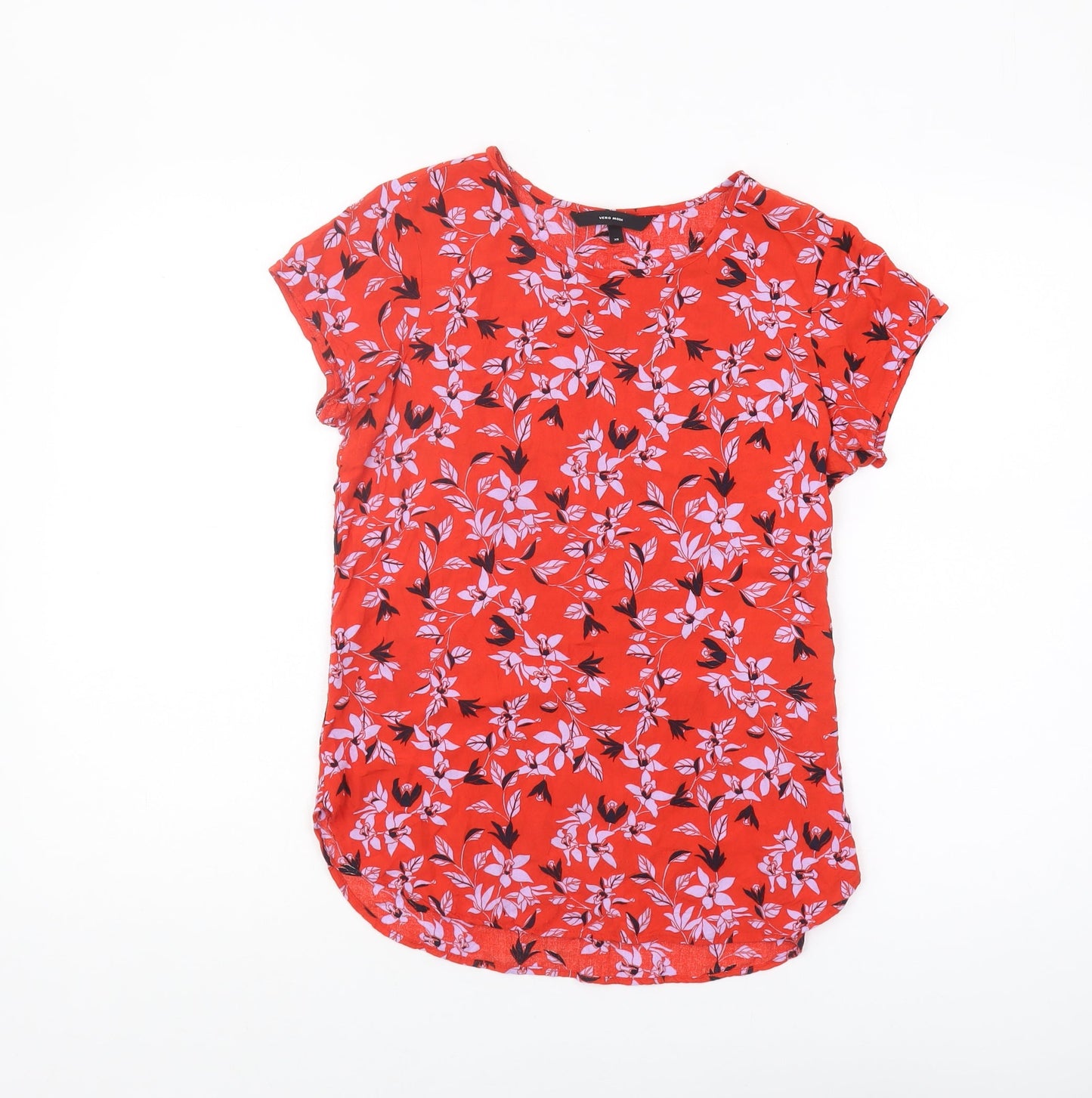Womens UK Size XS VERO MODA Red Basic T-Shirt