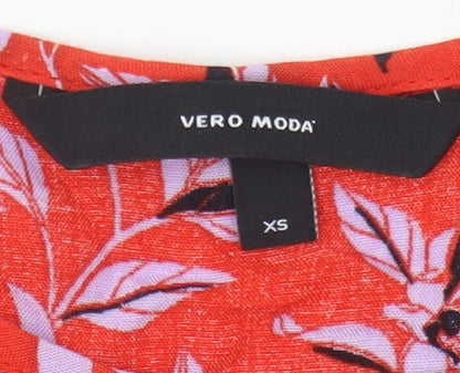 Womens UK Size XS VERO MODA Red Basic T-Shirt