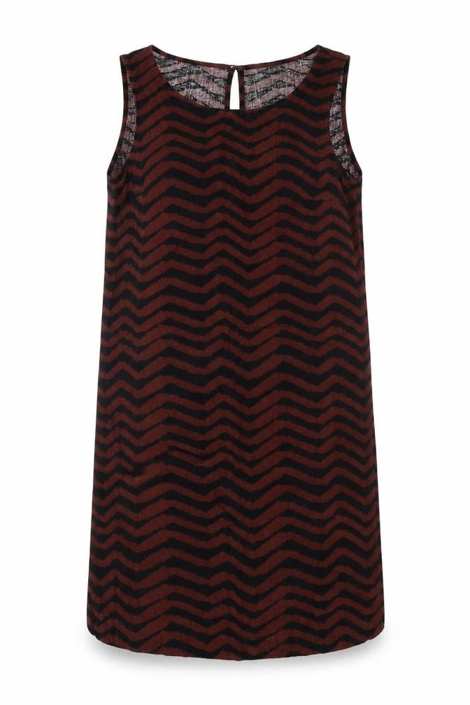 Marks and Spencer Women's Brown Chevron Shift Dress, Size 8