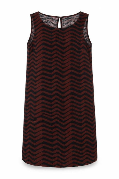 Marks and Spencer Women's Brown Chevron Shift Dress, Size 8