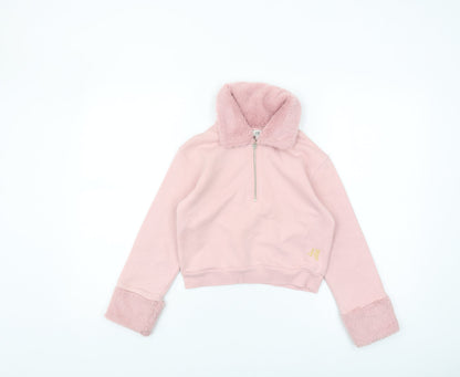 River Island Girls Pink Fur Trim Sweatshirt 7-8 Years