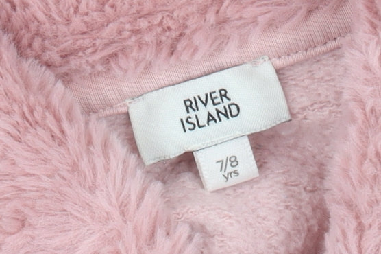 River Island Girls Pink Fur Trim Sweatshirt 7-8 Years