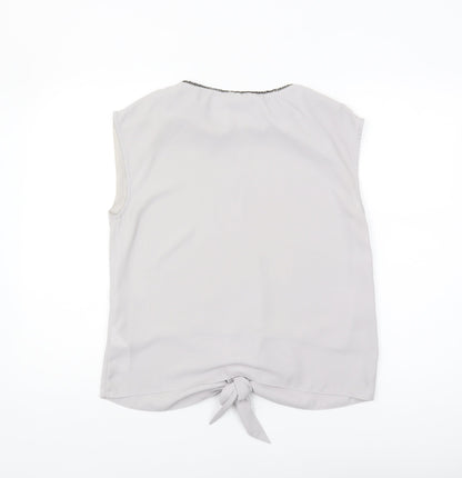 Womens UK Size 10 Oasis Grey Basic Blouse
