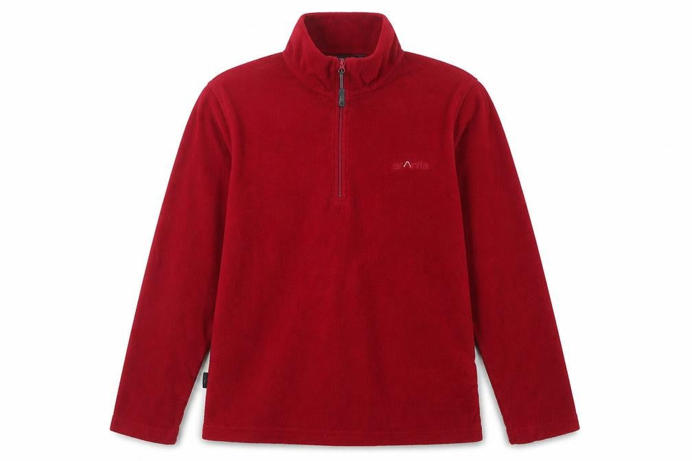 Front view of Granite unisex red fleece pullover sweatshirt l