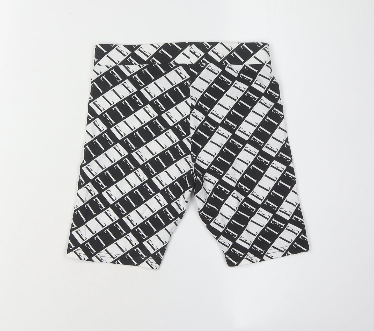 ELLE Girls Black and White Biker Shorts, 9-10 Years, Cotton Blend