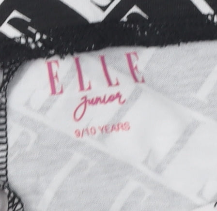 ELLE Girls Black and White Biker Shorts, 9-10 Years, Cotton Blend