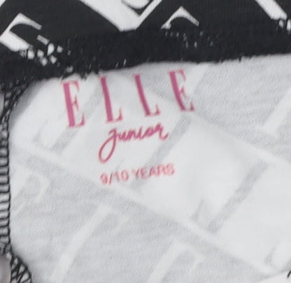 ELLE Girls Black and White Biker Shorts, 9-10 Years, Cotton Blend