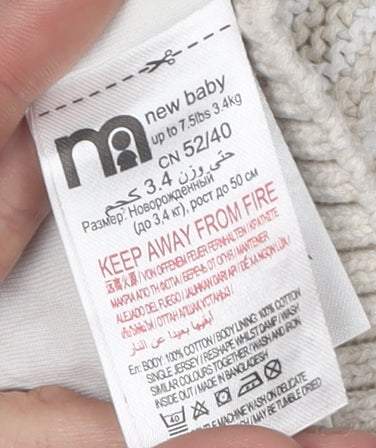 Matalan Baby Cardigan Unisex Beige 0-3M Hooded Striped Knit
