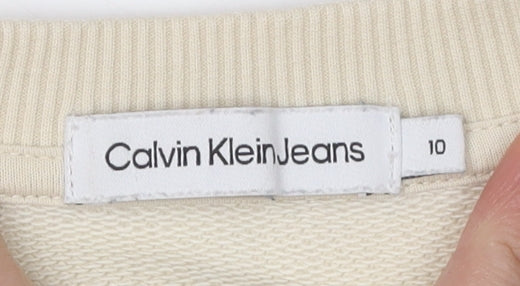 Calvin Klein Girls Beige Logo Pullover Sweatshirt Size 10