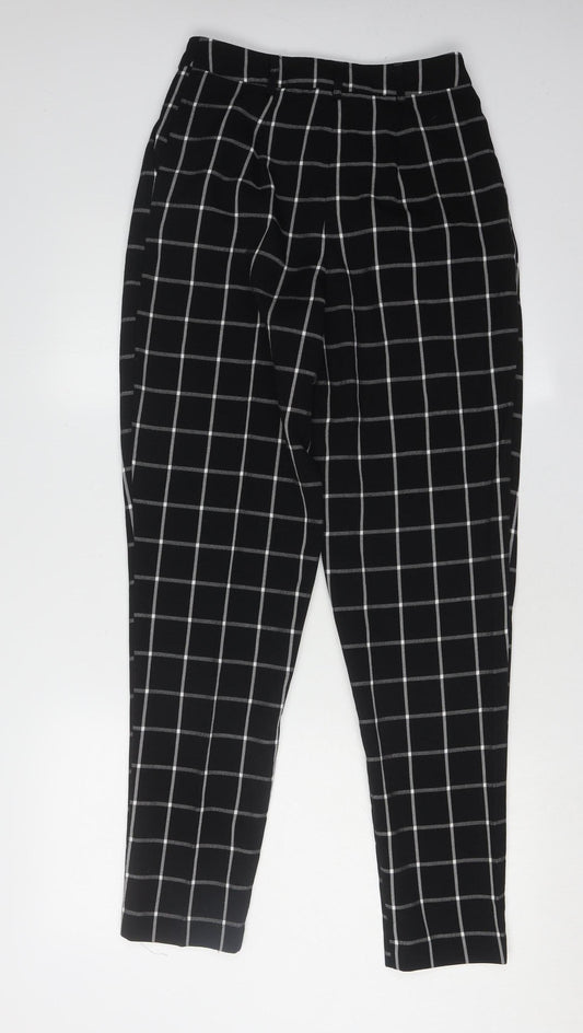 ASOS DESIGN Women's Black Check Trousers Size 8
