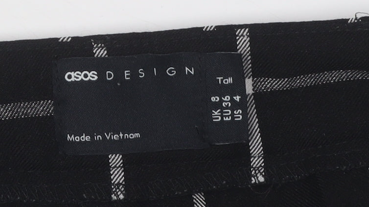ASOS DESIGN Women's Black Check Trousers Size 8