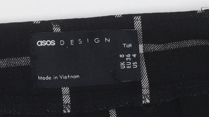 ASOS DESIGN Women's Black Check Trousers Size 8
